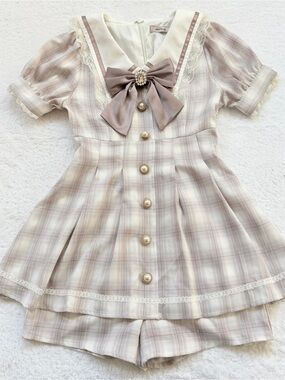 Jirai Kei Ryosan Lolita Bow Lace Japan Pink Dress Idol Plaid Women M Ank Rouge